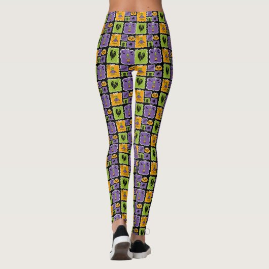 Cute Halloween Characters Small Zombies Leggings (Achterkant)