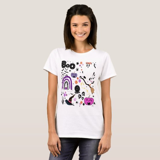 Cute Halloween Characters T-Shirt (Voorkant volledig)