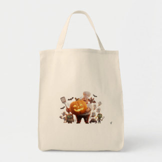 Cute Halloween Chef with Pumpkin & Ghosts Tote Bag