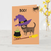 Cute Halloween Chihuahua Kaart (Gele Bloem)