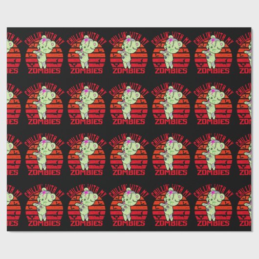 Cute Halloween Chillin' met My Zombies Teddy Bear Cadeaupapier (Vlak)