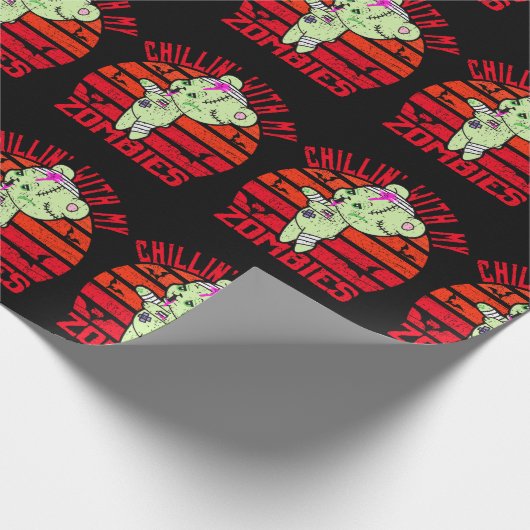 Cute Halloween Chillin' met My Zombies Teddy Bear Cadeaupapier (Hoek)