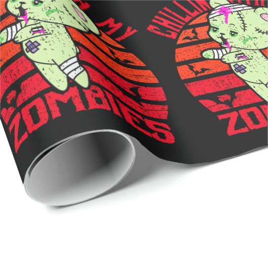 Cute Halloween Chillin' met My Zombies Teddy Bear Cadeaupapier (Rol Hoek)