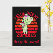 Cute Halloween Chillin' met My Zombies Teddy Bear Kaart (Gele Bloem)