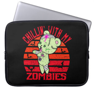 Cute Halloween Chillin' met My Zombies Teddy Bear Laptop Sleeve