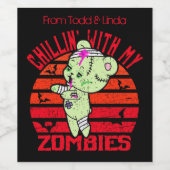 Cute Halloween Chillin' met My Zombies Teddy Bear Wijn Etiket (Enkel label)