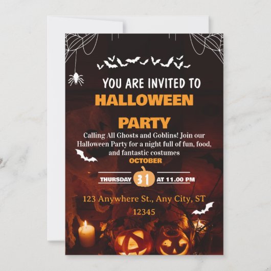 Cute Halloween Costume Party Invitation Card Kaart (Voorkant)