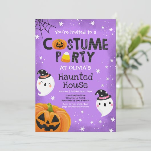 Cute Halloween Costume Party Spooktacular Kaart (Staand voorkant)