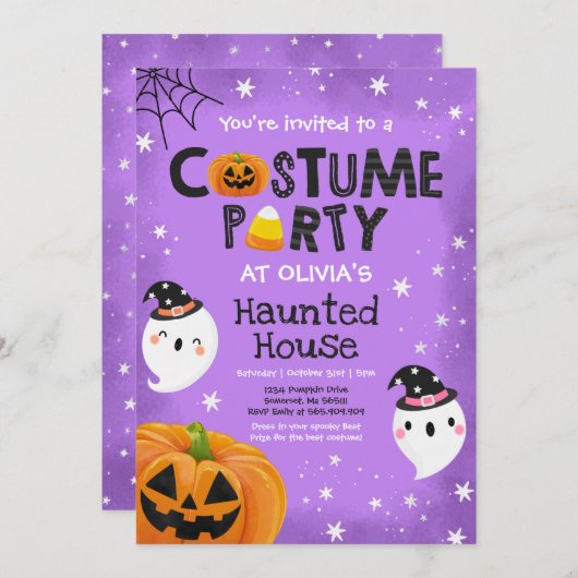 Cute Halloween Costume Party Spooktacular Kaart (Voorkant / Achterkant)