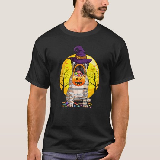 Cute Halloween Costume Pug Mummy Dog T-shirt (Voorkant)
