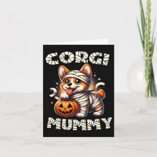 Cute Halloween Costume Welsh Corgi Mummy Hondenlie Kaart