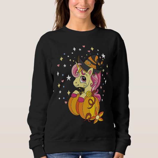 Cute Halloween Costume Witchy Unicorn Halloween Trui (Voorkant)