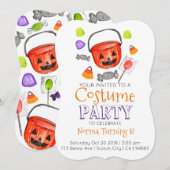 Cute halloween costuum party-uitnodiging kaart (Voorkant / Achterkant)