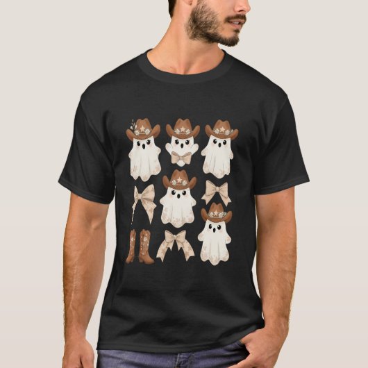 Cute Halloween Cowboy Ghost T-shirt (Voorkant)