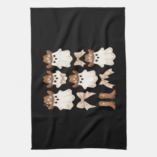 Cute Halloween Cowboy Ghost Theedoek (Verticaal)