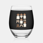 Cute Halloween Cowboy Ghost Wijnglas Zonder Voet (Voorkant)