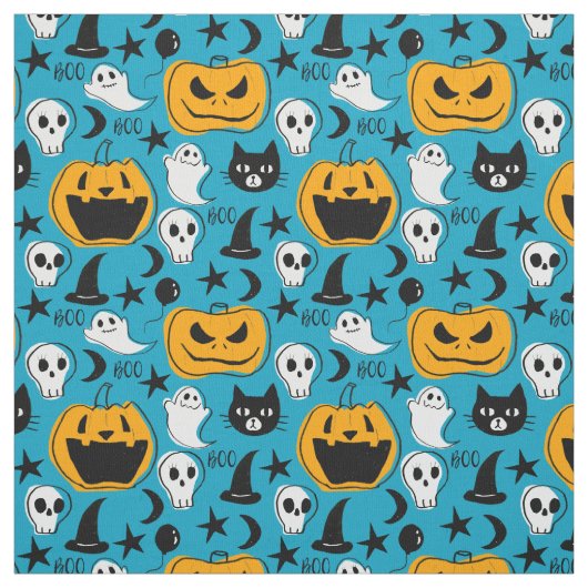 Cute Halloween Creatures Illustratie Stof (Swatch)