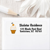 Cute Halloween cupcake oranje suikerschedel Etiket (Insitu)