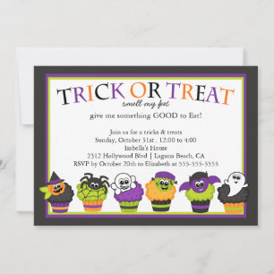 Cute Halloween Cupcakes Kinder Costume Party Kaart
