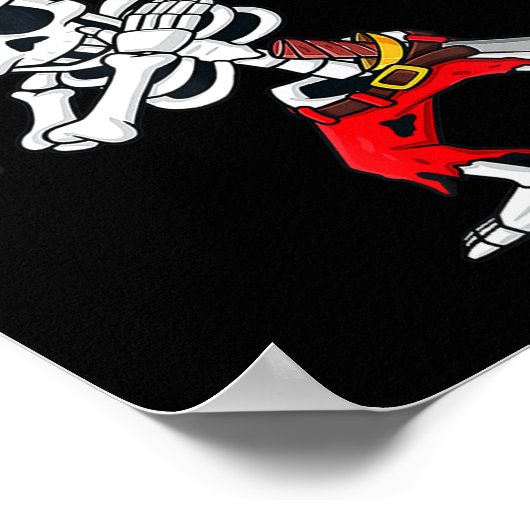 Cute Halloween Dabbing Pirate Skeleton Fun Poster (Hoek)