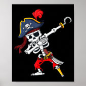 Cute Halloween Dabbing Pirate Skeleton Fun Poster (Voorkant)