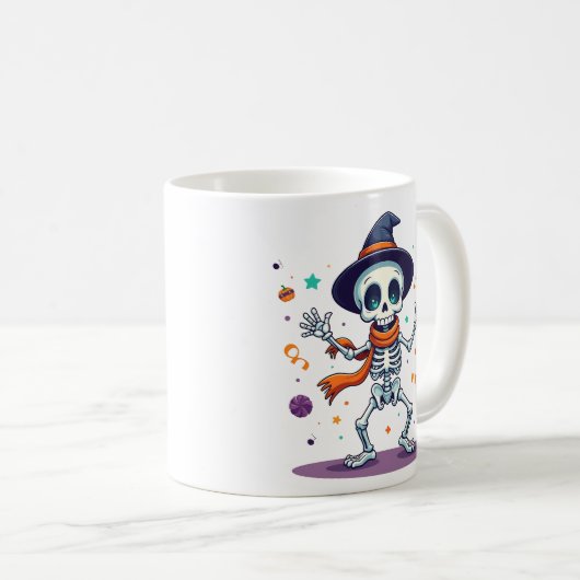 Cute halloween dancing skeleton mug koffiemok (Voorkant rechts)