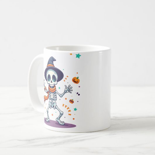 Cute halloween dancing skeleton mug koffiemok (Voorkant links)