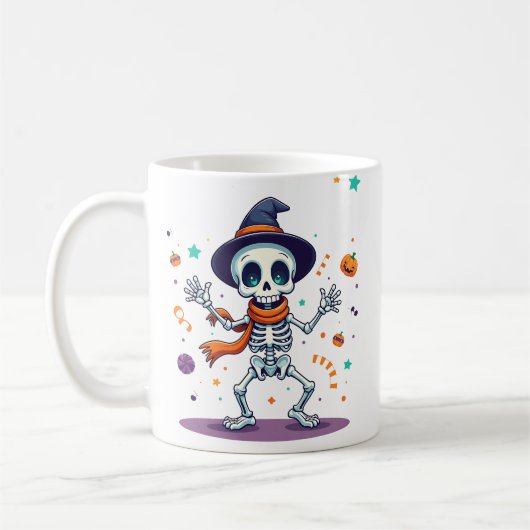 Cute halloween dancing skeleton mug koffiemok (Links)