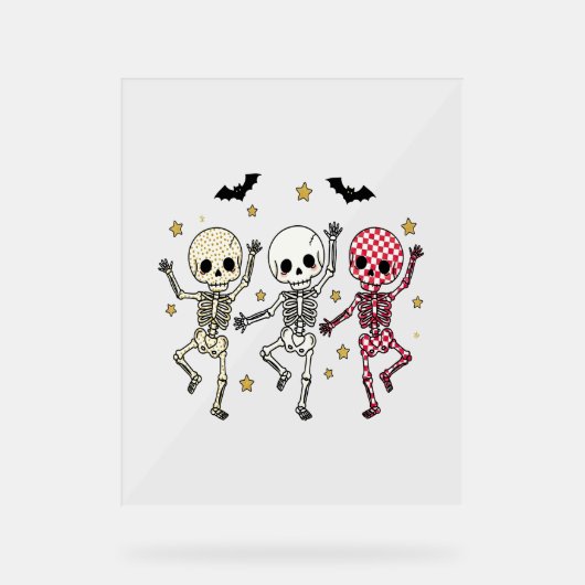 Cute Halloween Dancing Skeletons Acryl Bord (Voorkant)