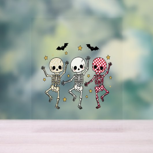 Cute Halloween Dancing Skeletons Acryl Bord (Neutraal)