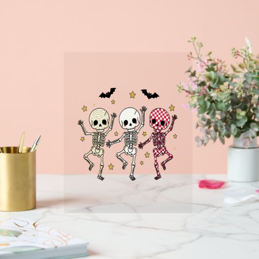 Cute Halloween Dancing Skeletons Acryl Bord (Huwelijk)