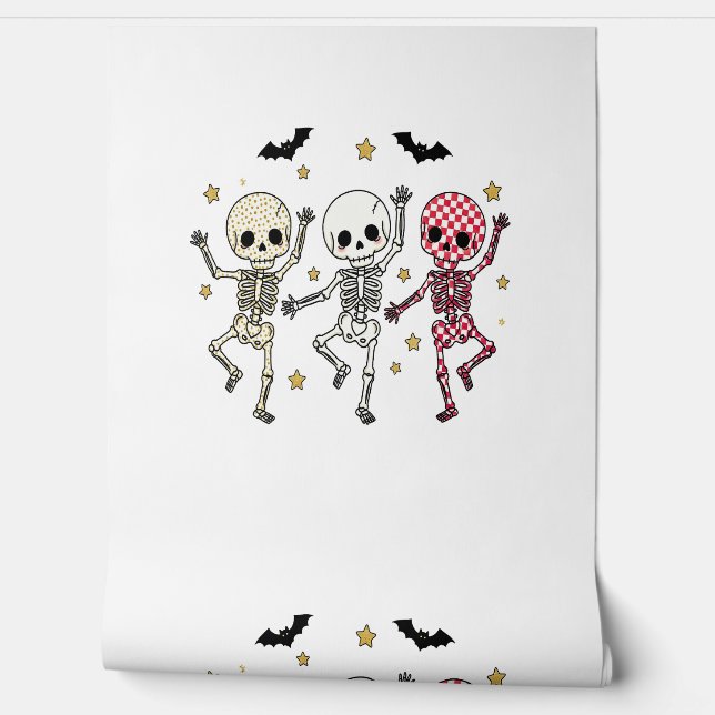 Cute Halloween Dancing Skeletons Behang (Afrollen)