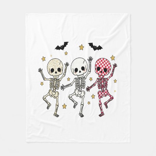 Cute Halloween Dancing Skeletons Fleece Deken (Voorkant)