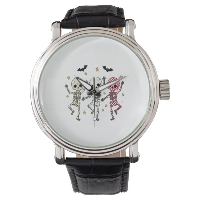 Cute Halloween Dancing Skeletons Horloge (Voorkant)