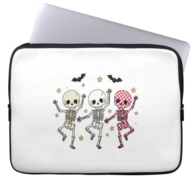 Cute Halloween Dancing Skeletons Laptop Sleeve (Voorkant)