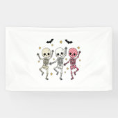 Cute Halloween Dancing Skeletons Spandoek (Horizontaal)