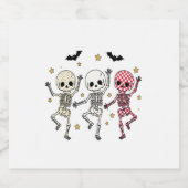 Cute Halloween Dancing Skeletons Sparkling Wijnetiket (Enkel label)