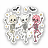 Cute Halloween Dancing Skeletons Sticker (Voorkant)