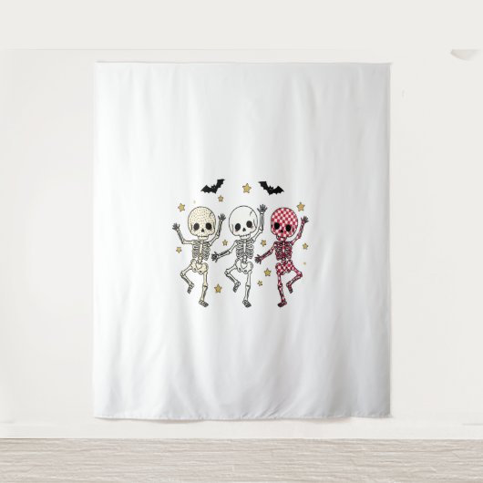 Cute Halloween Dancing Skeletons Wandkleed (Voorkant)