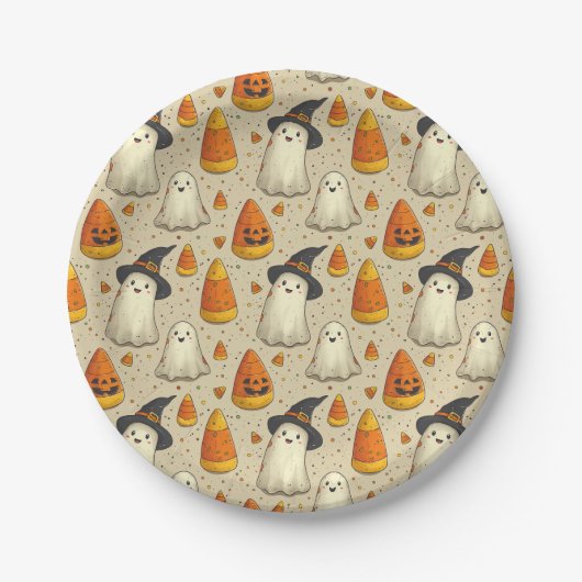 Cute Halloween Decoration Ghosts Papieren Bordje (Voorkant)