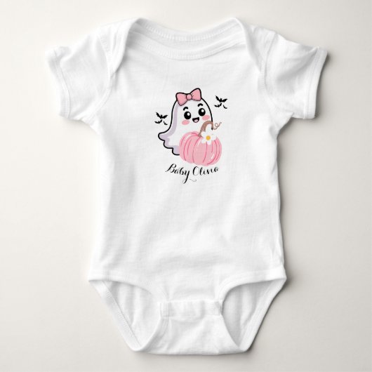 cute halloween deken , spook roze strik pompoen romper (Voorkant)