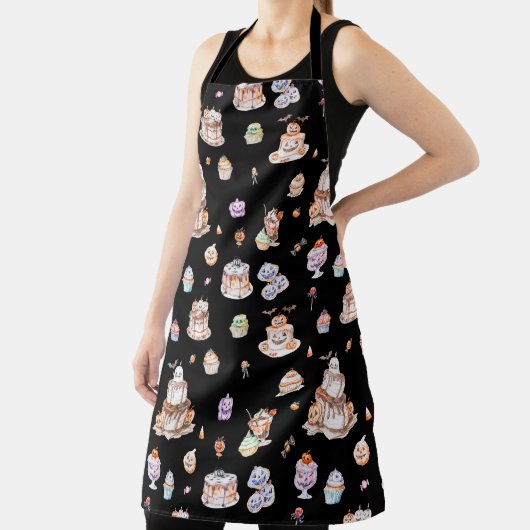 Cute Halloween Dessert Pattern Apron Schort (Insitu)