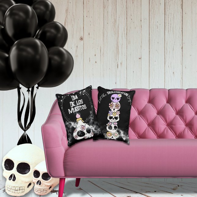 Cute Halloween Dia de Los Muertos Schedel Kussen (Creator heeft geüpload)