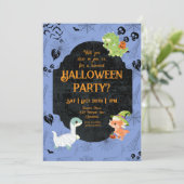 Cute Halloween Dino 1 Party Kaart (Staand voorkant)