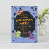Cute Halloween Dino 2 Party Kaart (Staand voorkant)