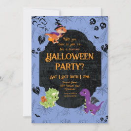 Cute Halloween Dino 2 Party Kaart