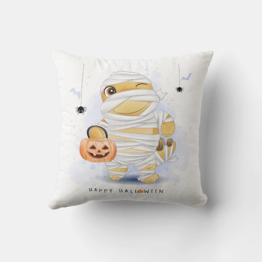 Cute Halloween Dinosaur uit de mond van Mummy Pump Kussen (Achterkant)