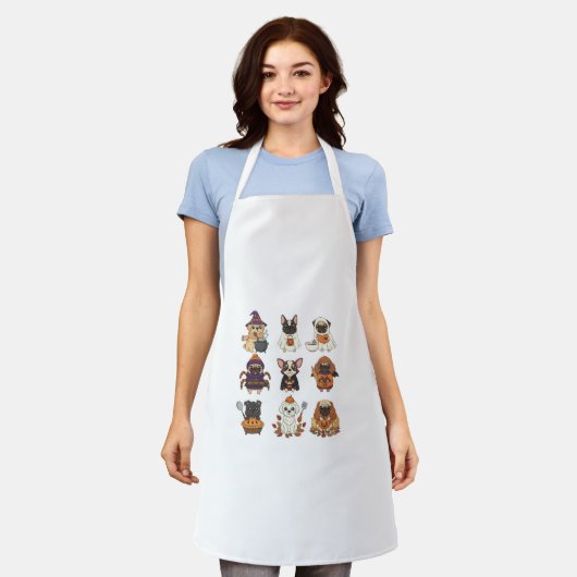 Cute Halloween Dog Cartoon Apron Schort (Gedragen)