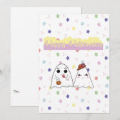 Cute Halloween Doodle Ghosts Flat Holiday Card Feestdagenkaart (Voorkant / Achterkant)