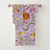 Cute Halloween Doodle Patroon Bad Handdoek (Insitu)